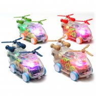 LED Doppelpropeller-Hubschrauber Schiebespielzeug mit Schwungrad & Licht 14 cm I Leuchtender Spielzeug Helikopter für 3 bis 6 Jährige I Helikopter-Fahrzeug mit Klingelgeräusch