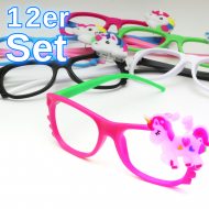 12er Set bunte LED Einhorn-Brillen Partyset I  Einhorn-Leuchtbrillen Mädchen I Kinderbrillen mit Einhorn und Blinkeffekt Kinder-Geburtstagsparty