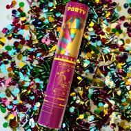Glitzer Konfetti-Kanone Party Popper 28 cm I Karneval Fasching Konfettiregen bunt metalic I Konfetti Shooter Partyaccessoire