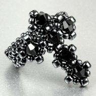etNox Black Cross Glass Ring - black crystal ring