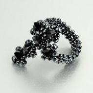 etNox Black Cross Glas Ring - Kreuz Kristallring schwarz I Kreuzring