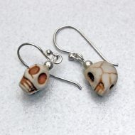 Pair of earrings made of 925 silver and white polyresin - Skull