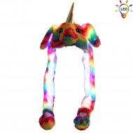 Leuchtende Einhorn Regenbogen Wackelohren Mütze  I Lustige Warme Kinder-Mütze mit beweglichen Ohren