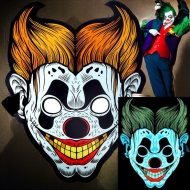 Leuchtender Irrer Clown I Halloween Party Maske I Gruselmaske mit Licht I Haloweenmaske