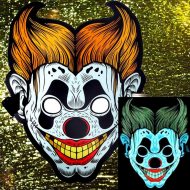 Leuchtender Irrer Clown I Halloween Party Maske I Gruselmaske mit Licht I Haloweenmaske