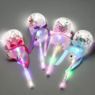 LED-Wunderrassel Stab mit Schleife 4 Farben I Blinkstab Party Leucht-Rassel bunte LEDs I Blinkende bunte Kinderrassel