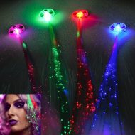 LED-Haarsträhne I Leuchtsträhne 4 Farben I LED-Haarspange mit Glasfaser-Strähnen Haarschmuck