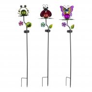 Bunte Solar-Gartenstecker-Leuchten Solartiere I Solar Erdspieß-Leuchte Käfer Frosch Schmetterling I Gartendeko für draußen Figuren Balkon Terassendeko