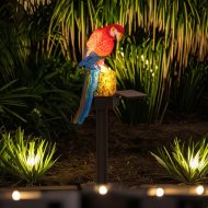 Papagei Solar-Gartenstecker-Leuchte I Solar Erdspieß-Leuchte Ara-Papagei I Solartier Papagei Ara-Figur für draußen Balkon Terassendeko