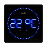 blaue led-uhr mit temperaturanzeige