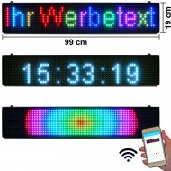LED-Laufschrift Display 99x19 cm RGB Innen P10 1536 Pixel Fullcolor I Programmierbare Lauftexte 100cm über Wifi Wlan per Handy Smartphone App oder Windows Software 100cm