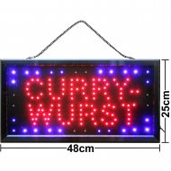 LED Schild Leuchtreklame Currywurst 48x25 cm Imbiss-Bude