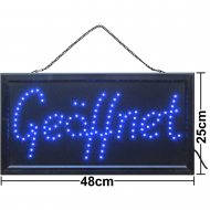 LED Schild Geöffnet blau 48x25 cm Leuchtreklame OFFEN Ladenschild