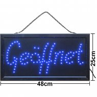 LED Schild Geöffnet blau 48x25 cm Leuchtreklame OFFEN Ladenschild Türschild
