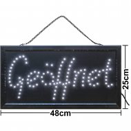 LED Schild Geöffnet weiß 48x25 cm Reklame Ladenschild Geöffnet offen Geschäft Leuchtschilder Strom sparend