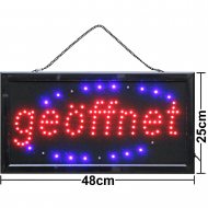 LED Schild geöffnet 48x25 cm Kleinschreibung rote Leuchtbuchstaben Reklame Ladenschild Geöffnet offen open Geschäft Leuchtschilder