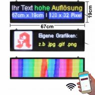 LED-Laufschrift 67x19 cm RGB WiFi Innen P5 4096 Pixel I Hohe Auflösung programmierbar per App (Android & Iphone) & Windows-Software I id 202207