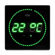 Grüne led-uhr mit temperaturanzeige