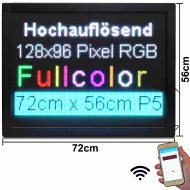 LED ticker 72x56 cm RGB WiFi indoor P5 high resolution programmable via app & Windows software