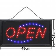 LED-Schild OPEN 48x25 cm Leuchtschild Helles Open Offen Schild mit LEDs in rot blau