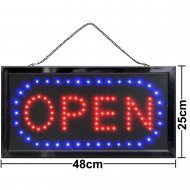 LED-Schild OPEN 48x25 cm helles bleuchtetes Schild I An/Aus-Schalter & Kette zum Aufhängen I 2.5 Meter langes Kabel