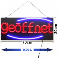 XXL Neonschild geöffnet 70 x 30 x 2,8 cm | Großes Leuchtschild geöffnet | Helles Offen Schild groß I Leuchreklame