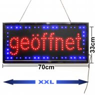 XXL LED Schild geöffnet I  70 x 33 cm Groß I Kleinschreibung rote Leuchtbuchstaben I Großes Schild Wand Montage oder Aufhängen