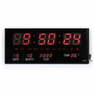LED Wall Clock 36x15cm I  Time Date Temperature I Red LED-Display