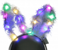 Hasenohren Haarreif weiß mit multicolor LEDs Erwachsene & Kinder I Leuchtende & blinkender Hasenohren Federn I Hasen-Kostüm Kopfschmuck