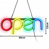 Neonschild Optik LED-Schild Open 48x25 cm Leuchtschild geöffnet I Leuchtendes Schild zum Aufhängen mit Netzstecker