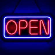 Open-Schild Neonoptik in blau rot