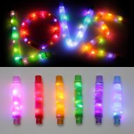 Bunte LED-Stretchrohre in 6 Farben I Pop Tubes Fidget Toys Partydekoration Kindergeburtstag & Kreativer Spiel Spaß  I Flexibles LED-Rohr bis 65 cm Länge I Frei zusammensteckbare Leuchtrohre