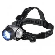 Günstige LED Kopflampe Stirnlampe batteriebetrieben  I 3 Leuchtmodie I 7 weiße LEDs I Angeln Camping Wandern Radfahren Joggen