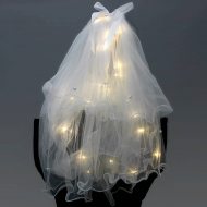 Bridal veil with white LEDs and pearls