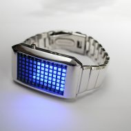 LED Matrix blau I LED-Armbanduhr Digitaluhr