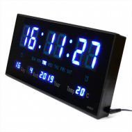LED-Uhr Zeit Datum Temperatur 36x15cm Tischuhr mit Standfuß oder Wanduhr