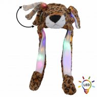 Leuchtende Leopard LED Wackelohren Mütze  I Lustige Warme LED Kinder-Mütze mit beweglichen Ohren