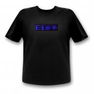 LED T-Shirt mit Laufschrift blau xxs-xl programmierbar Erwachsene & Kinder Unisex