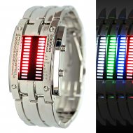 Twin Display LED-Armbanduhr Herren silber