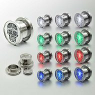 LED Ohr-Plugs Totenkopf Ohrschmuck I LED-Plug