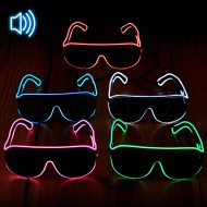 Soundsensitive LED-Brille I Getönte Pilotenbrille I EL-Wire Rave Brille I Partybrille & Spaßbrillen