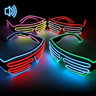 Soundaktivierte EL-Wire Bicolor Party-Shutterbrille schwarz I Gitterbrille I Brille mit Licht leuchtet