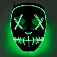 LED Kostüm Horror Neon-Maske grün I Leuchtende Halloween Party Maske I Halloween Nacht Verkeidung