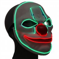 LED Clown Maske Leuchtende Horrormaske Festvalmaske Karneval Faschings-Maske & Halloween Kostüm I Verkleidung Mottoparty Neon