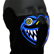 Leuchtende Aqua Monstermaske Gesichtsmaske I Hai LED-Maske I Shark Mask