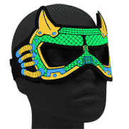 Leuchtende Superheld Augenmaske mit Hörner Mottoparty Held Maske I EL-Maske I Festival Fasching Karnevalsmaske