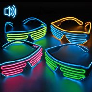 Soundsensitive Bicolor Shutter Leuchtbrille LED-Brille mit 3 Modie: blinkend, leuchtend oder soundaktiviert