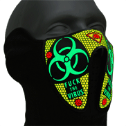 Leuchtende soundaktivierte Rave Maske Biohazard Partymaske I Fuck the Virus LED Maske I Ucult Leuchtmaske I Festivalmaske