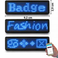 LED name tag Scrolling I App & USB programmable blue