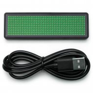 Leuchtendes Namensschild zum anstecken Laufschrift kabellos per App & USB programmierbar grün Lauftexte I Kleines LED-Display